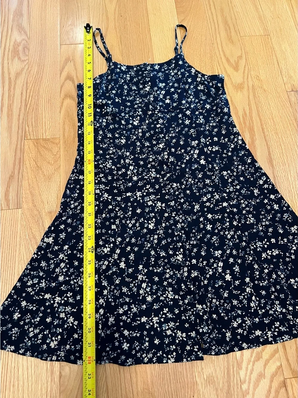 GAP Navy Floral Adjustable Strap Midi Dress